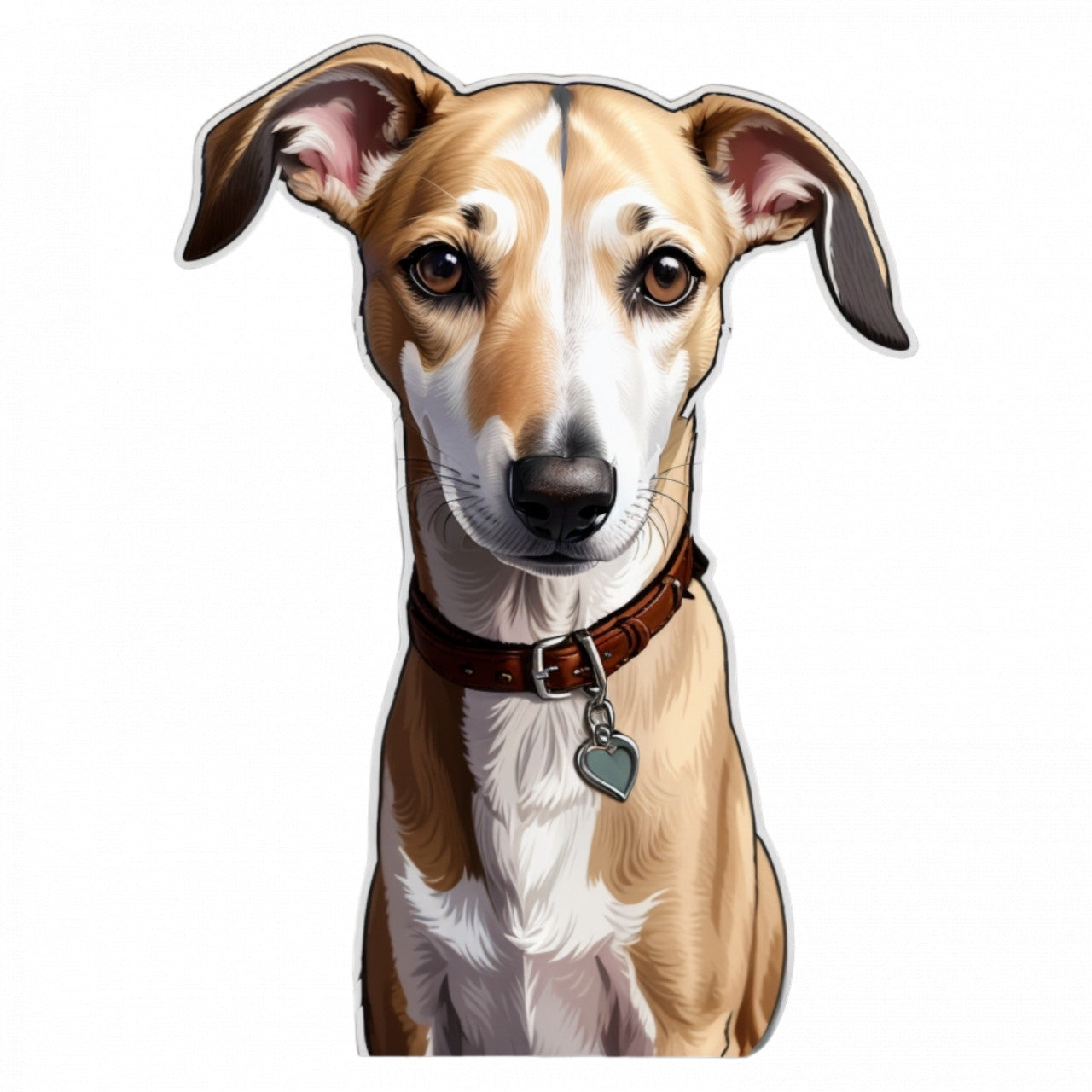 Set 3 bucati, Sticker decorativ, Caine Whippet cu zgarda si medalion, Rezistent la apa, NO1373, 6 cm, Multicolor