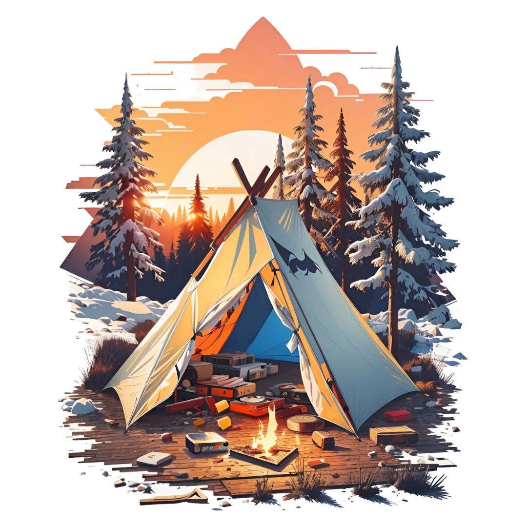 Set 3 bucati, Sticker decorativ, Camping in natura, Rezistent la apa, NO1464, 6 cm, Multicolor