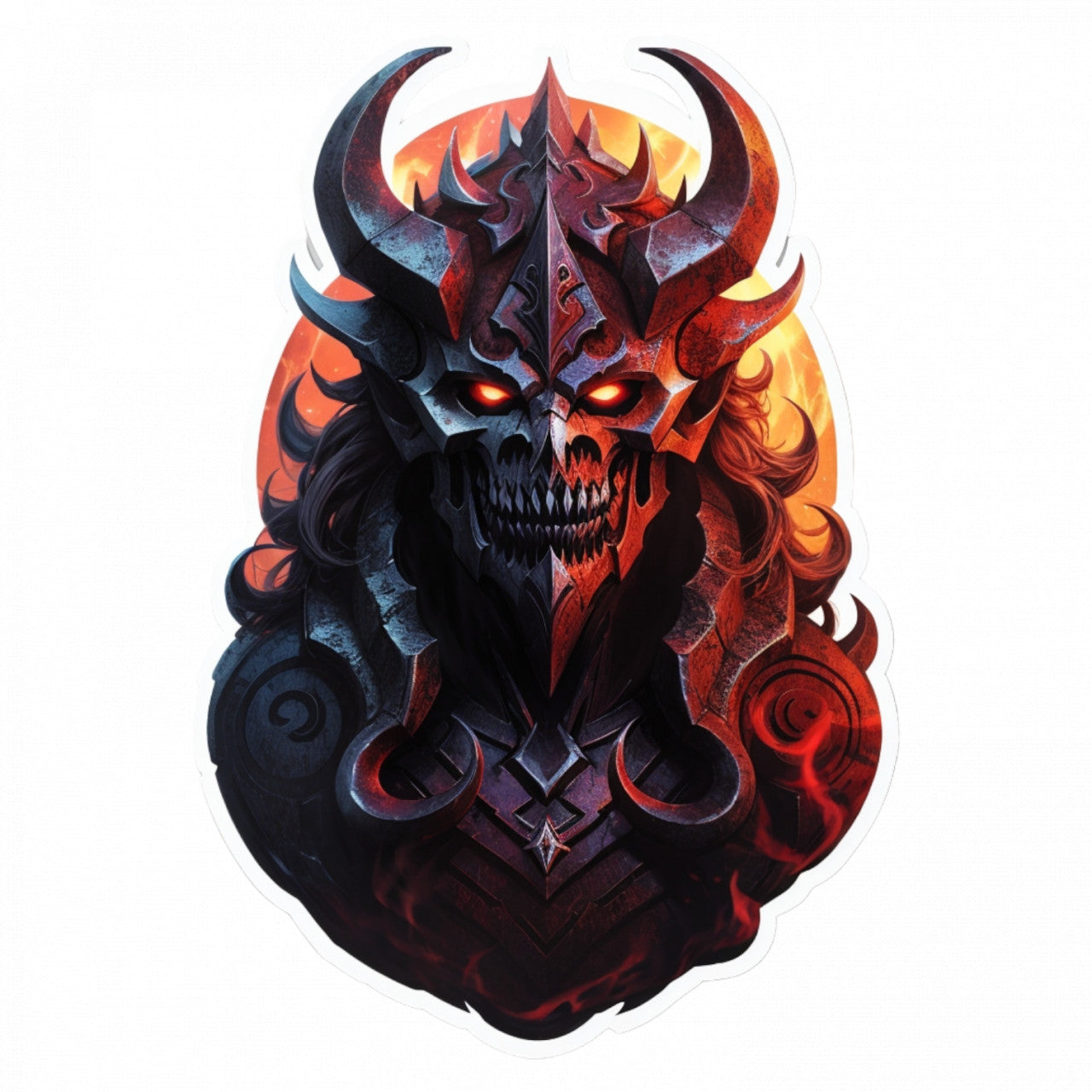 Set 3 bucati, Sticker decorativ, Cap de demon cu coarne, Rezistent la apa, NO245, 6 cm, Multicolor