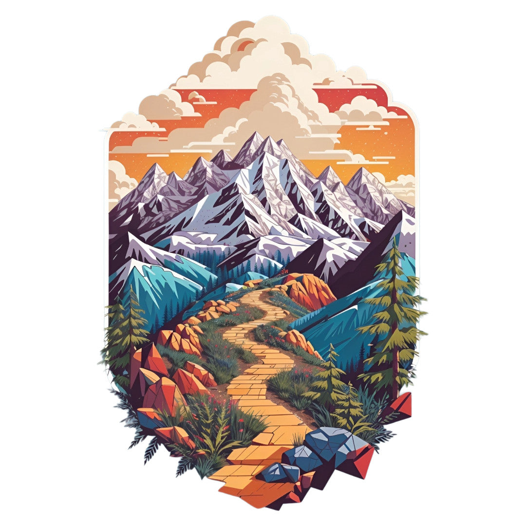 Set 3 bucati, Sticker decorativ, Carare spre munte, Rezistent la apa, NO1739, 6 cm, Multicolor