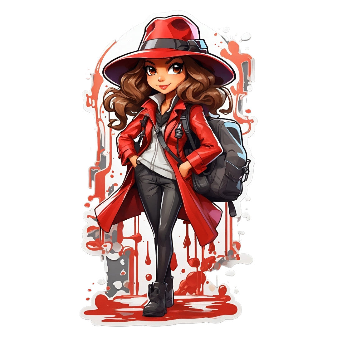 Set 3 bucati, Sticker decorativ, Carmen Sandiego, Rezistent la apa, NO1667, 6 cm, Multicolor