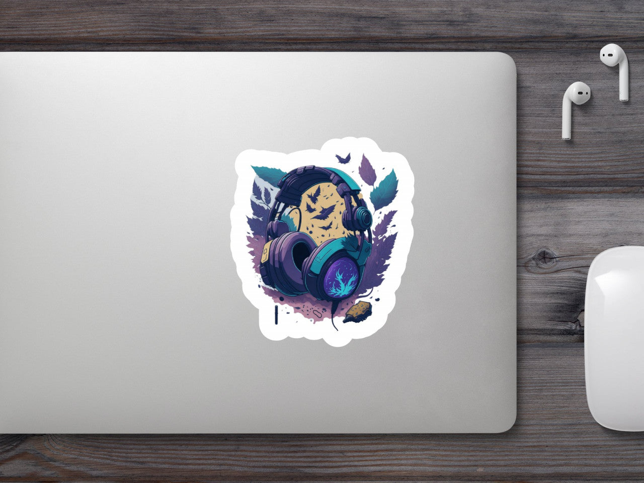 Set 3 bucati, Sticker decorativ, Casti, Rezistent la apa, NO1535, 6 cm, Multicolor