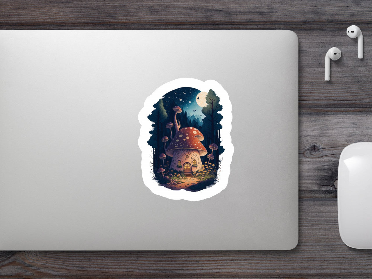 Set 3 bucati, Sticker decorativ, Casuta ciuperca, Rezistent la apa, NO1611, 6 cm, Multicolor