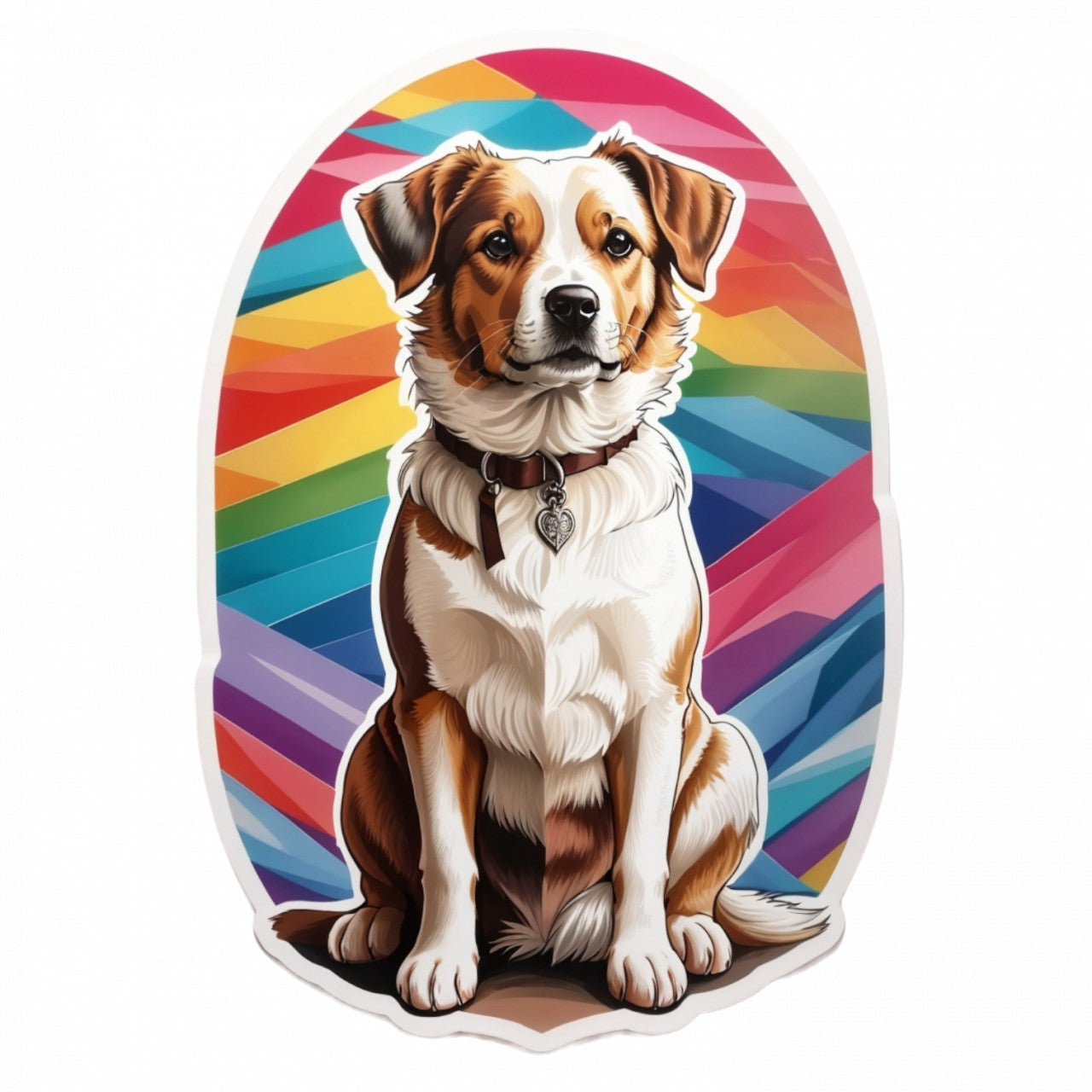 Set 3 bucati, Sticker decorativ, Catel brittany cu medalion, Rezistent la apa, NO278, 6 cm, Multicolor