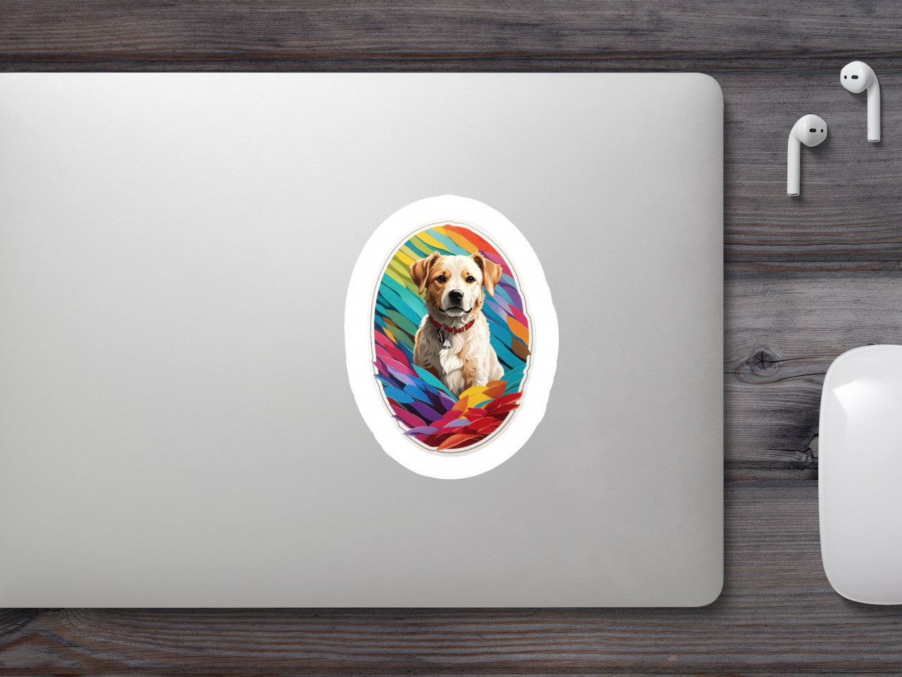 Set 3 bucati, Sticker decorativ, Catel brittany cu zgarda, Rezistent la apa, NO275, 6 cm, Multicolor