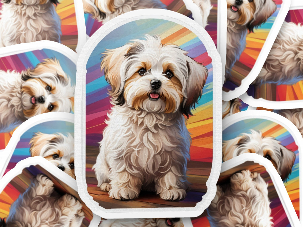 Set 3 bucati, Sticker decorativ, Catel havanez, Rezistent la apa, NO671, 6 cm, Multicolor