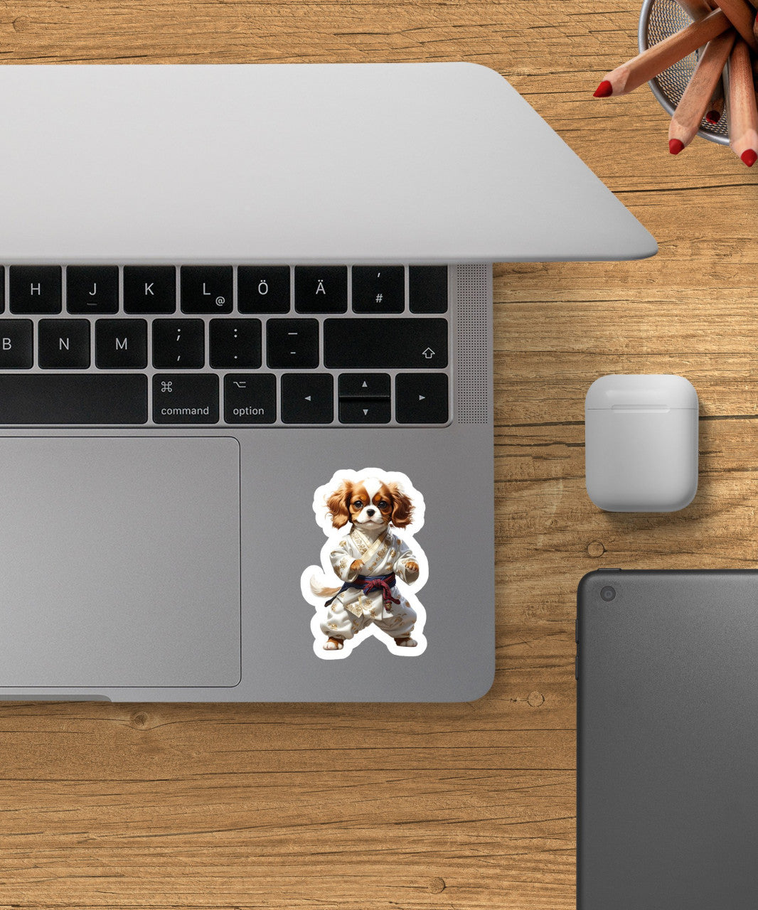 Set 3 bucati, Sticker decorativ, Catel Karate, Rezistent la apa, NO1502, 6 cm, Multicolor