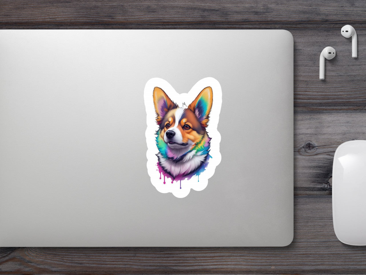 Set 3 bucati, Sticker decorativ, Catelul curcubeu, Rezistent la apa, NO1809, 6 cm, Multicolor