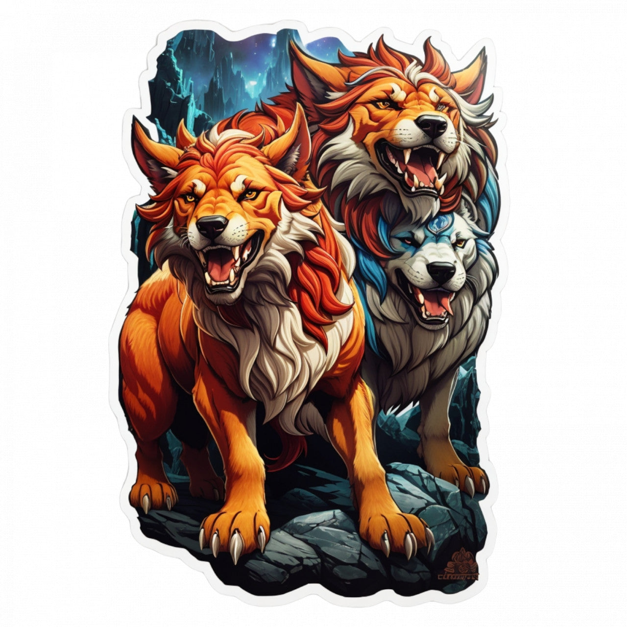 Set 3 bucati, Sticker decorativ, Cerberus personaje mitologice, Rezistent la apa, NO362, 6 cm, Multicolor