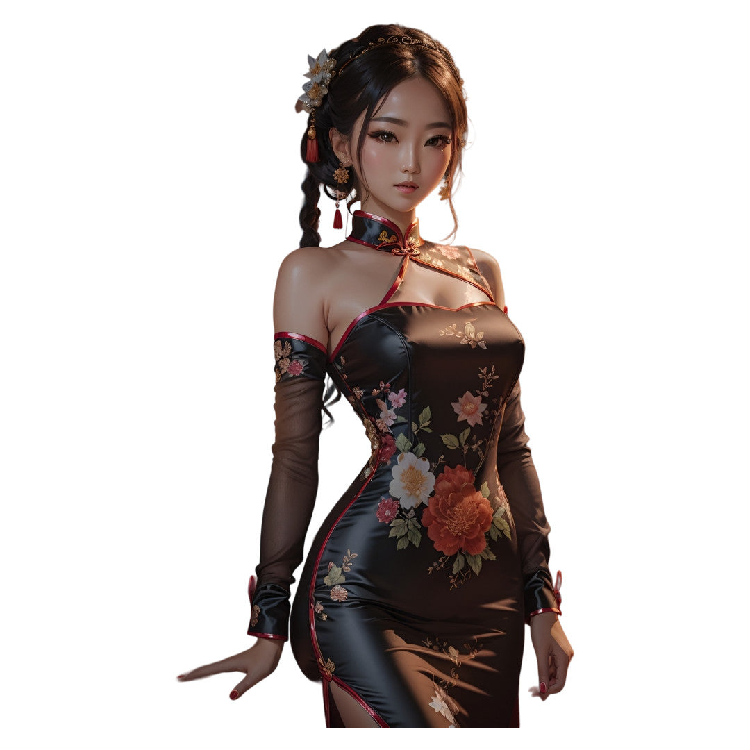 Set 3 bucati, Sticker decorativ, Chinezoaica miniona, Rezistent la apa, NO1672, 6 cm, Multicolor