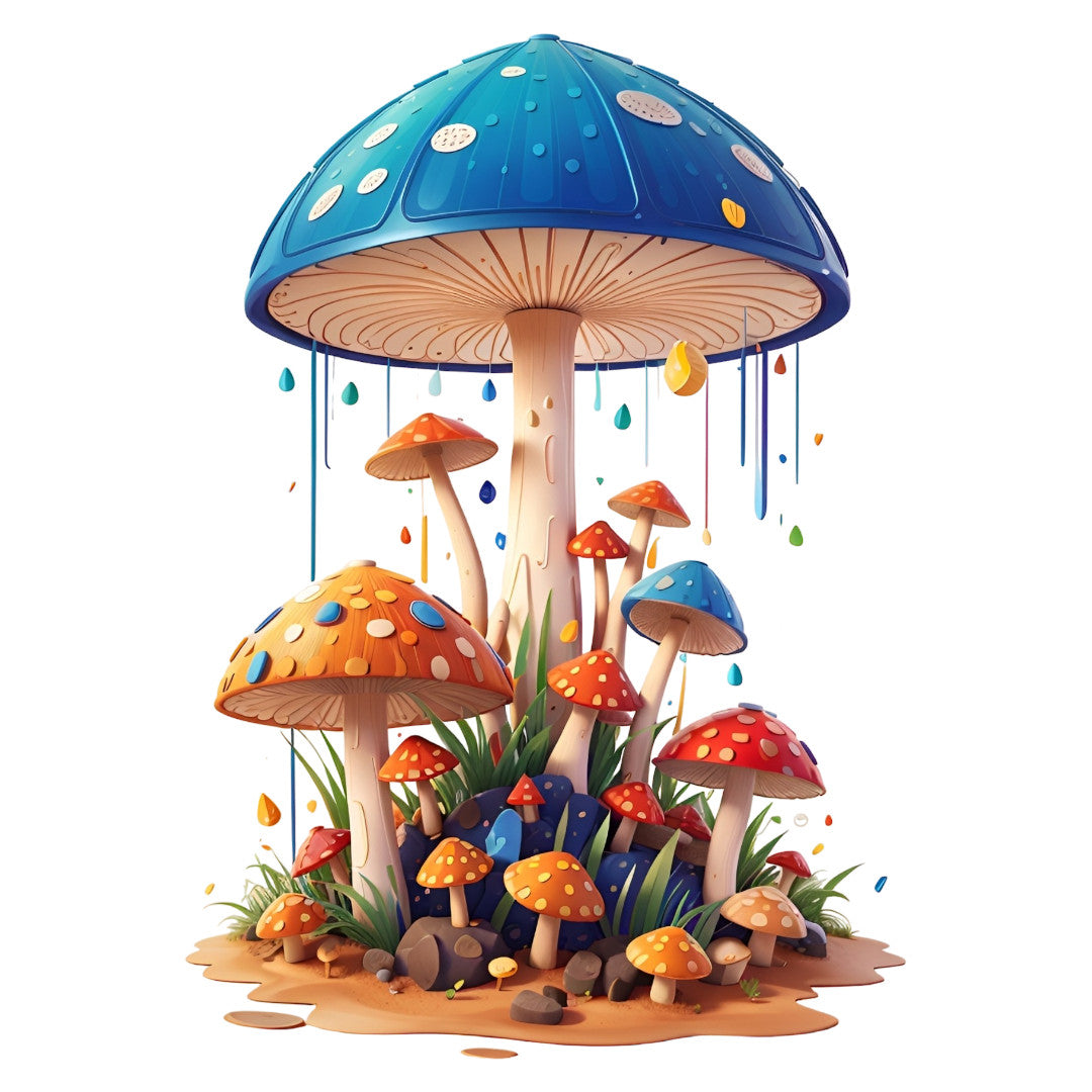 Set 3 bucati, Sticker decorativ, Ciuperca otravitoare, Rezistent la apa, NO1463, 6 cm, Multicolor