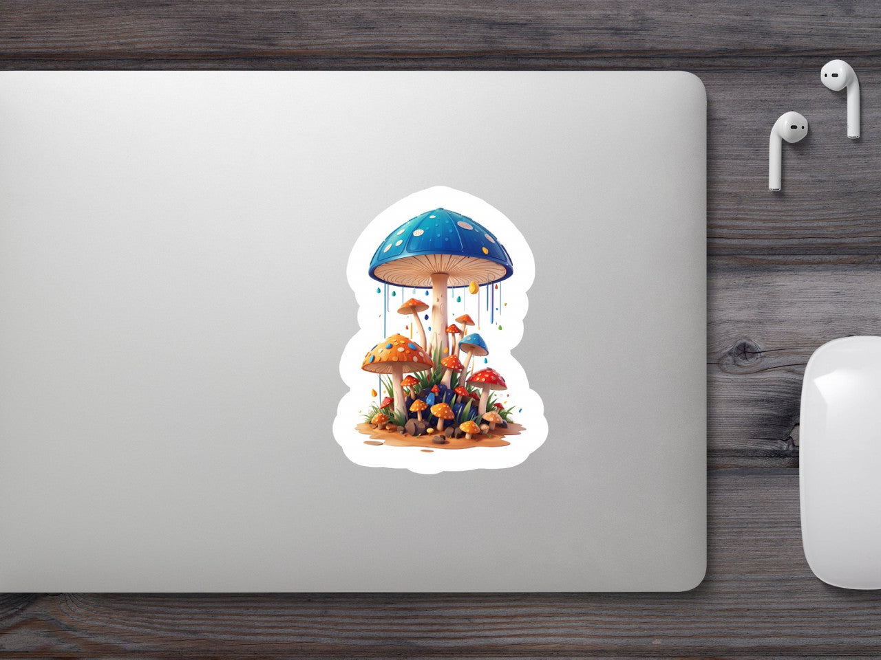 Set 3 bucati, Sticker decorativ, Ciuperca otravitoare, Rezistent la apa, NO1463, 6 cm, Multicolor