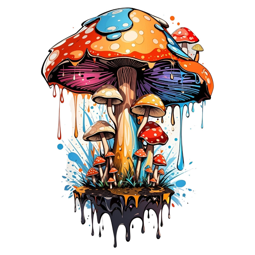 Set 3 bucati, Sticker decorativ, Ciuperca uriasa, Rezistent la apa, NO1801, 6 cm, Multicolor