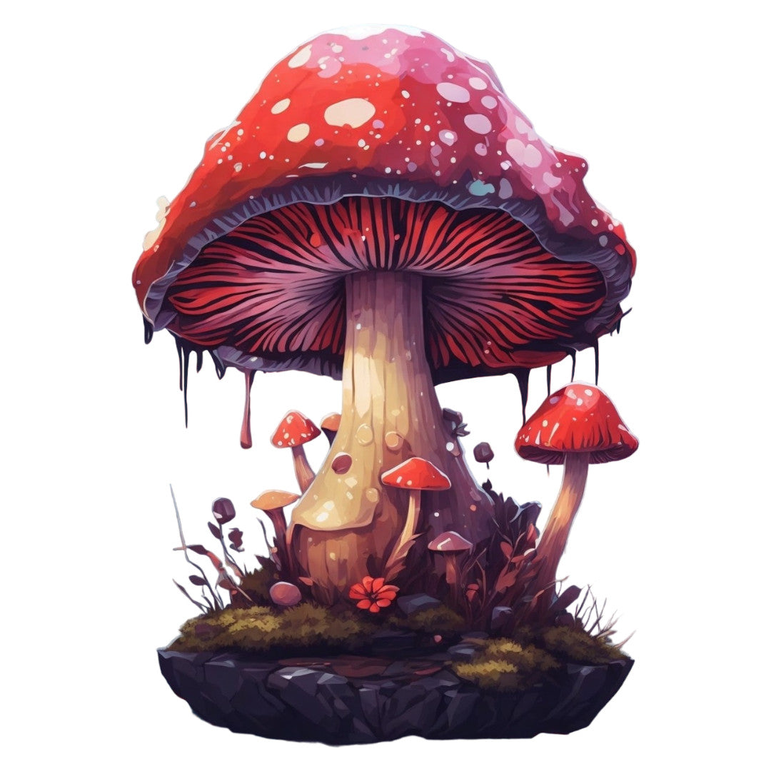 Set 3 bucati, Sticker decorativ, Ciupercute cu buline, Rezistent la apa, NO2261, 6 cm, Multicolor