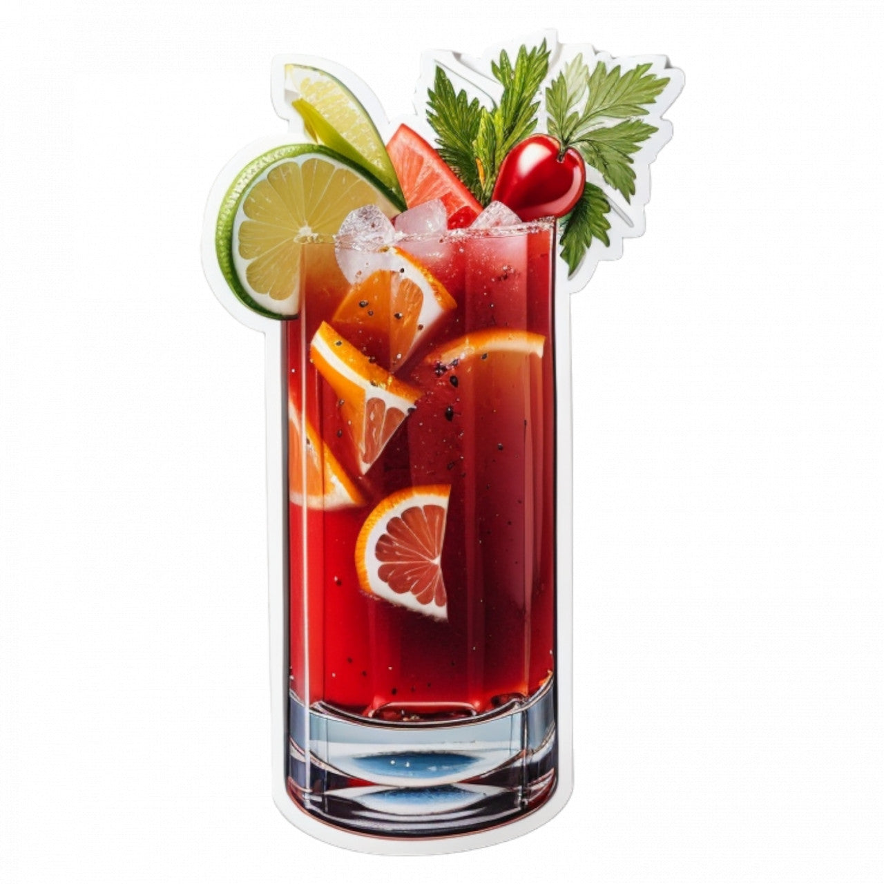 Set 3 bucati, Sticker decorativ, Cocktail bloody mary cu citrice, Rezistent la apa, NO9, 6 cm, Multicolor