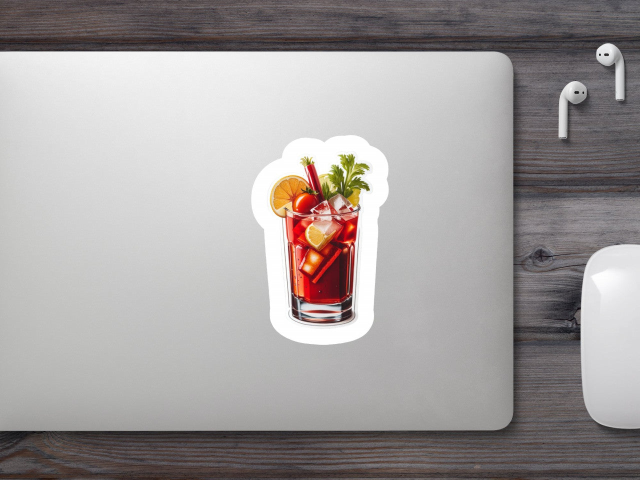 Set 3 bucati, Sticker decorativ, Cocktail bloody mary cu gheata, Rezistent la apa, NO8, 6 cm, Multicolor