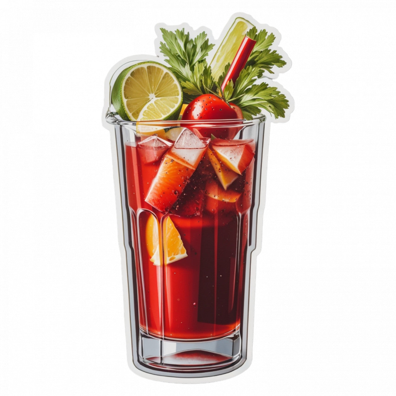 Set 3 bucati, Sticker decorativ, Cocktail bloody mary, Rezistent la apa, NO11, 6 cm, Multicolor