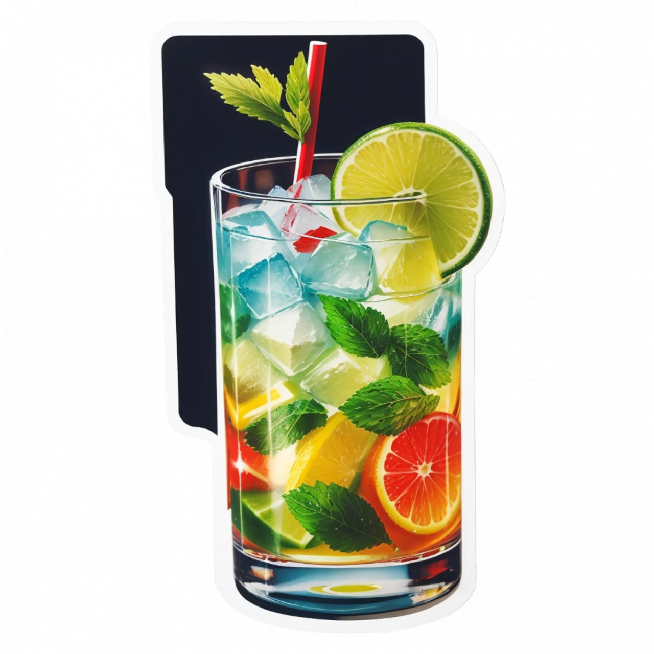 Set 3 bucati, Sticker decorativ, Cocktail Caipiroska, Rezistent la apa, NO307, 6 cm, Multicolor