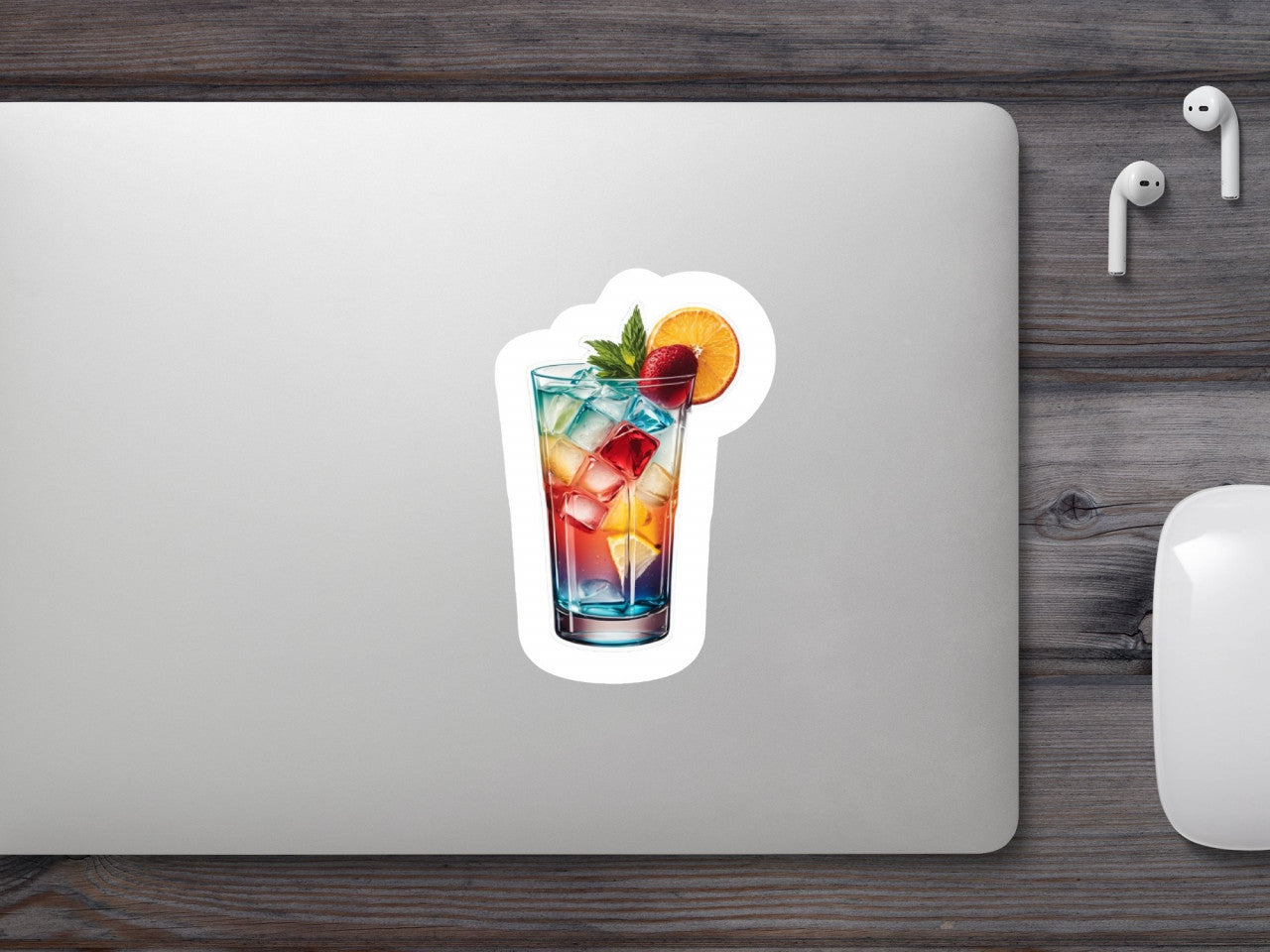 Set 3 bucati, Sticker decorativ, Cocktail cu capsuna, Rezistent la apa, NO2317, 6 cm, Multicolor