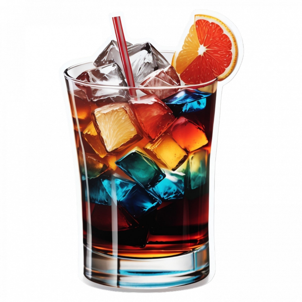 Set 3 bucati, Sticker decorativ, Cocktail cu gheata, Rezistent la apa, NO19, 6 cm, Multicolor