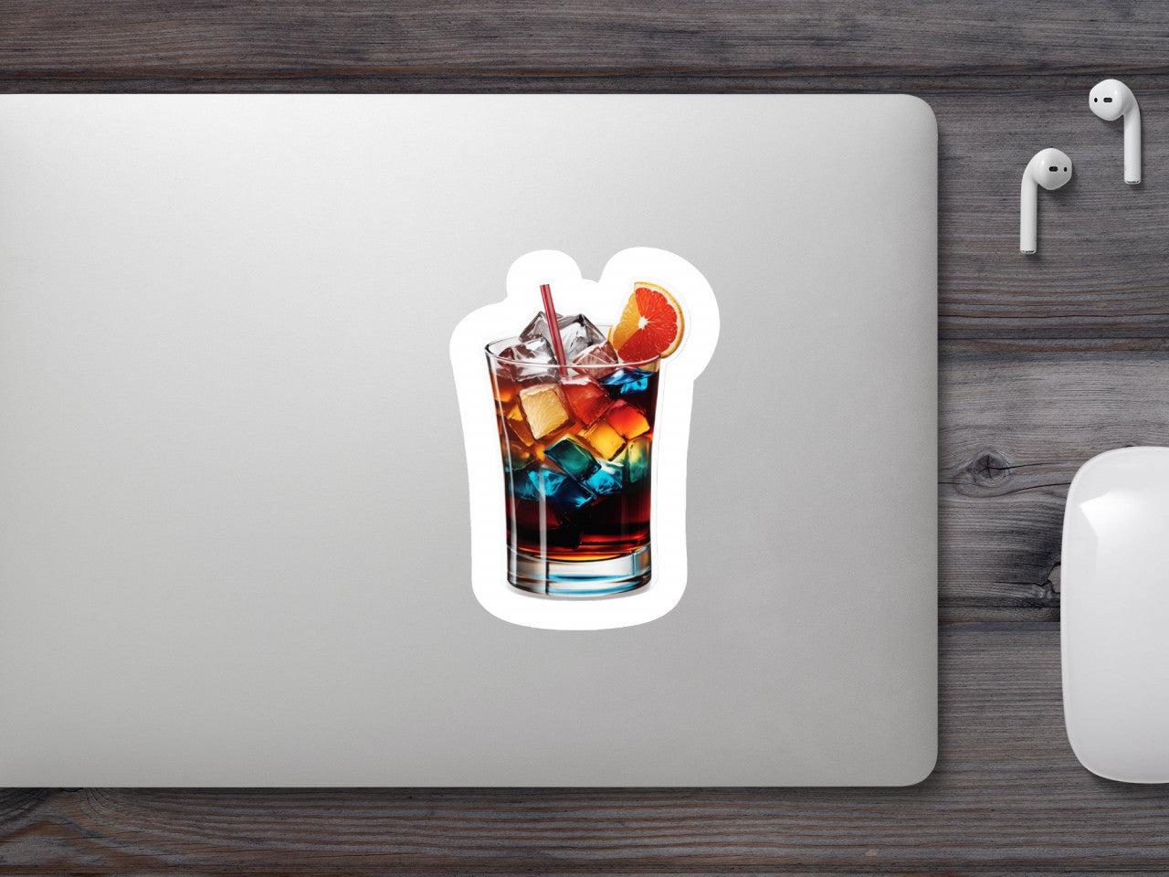 Set 3 bucati, Sticker decorativ, Cocktail cu gheata, Rezistent la apa, NO19, 6 cm, Multicolor