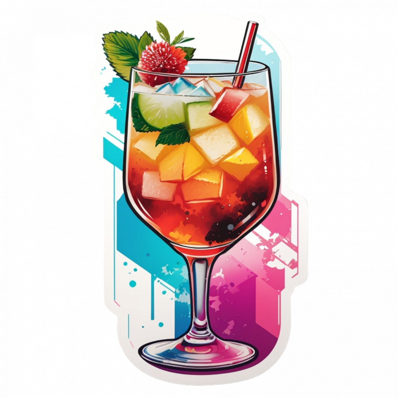 Set 3 bucati, Sticker decorativ, Cocktail cu gheta, Rezistent la apa, NO99, 6 cm, Multicolor