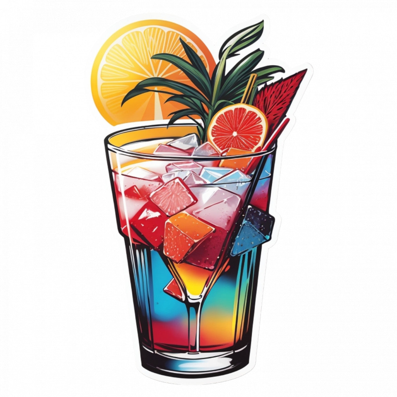 Set 3 bucati, Sticker decorativ, Cocktail cu menta, Rezistent la apa, NO96, 6 cm, Multicolor