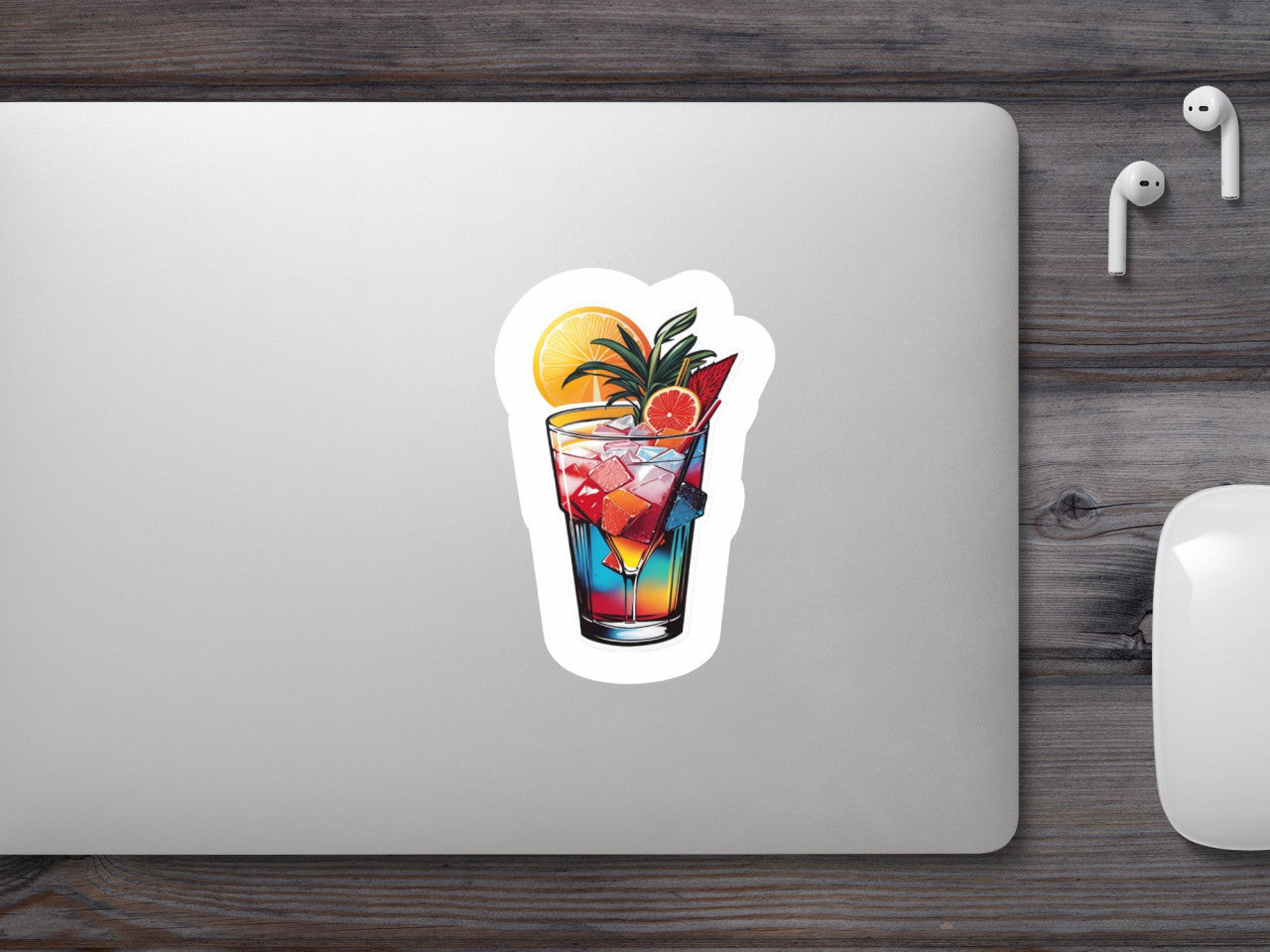 Set 3 bucati, Sticker decorativ, Cocktail cu menta, Rezistent la apa, NO96, 6 cm, Multicolor