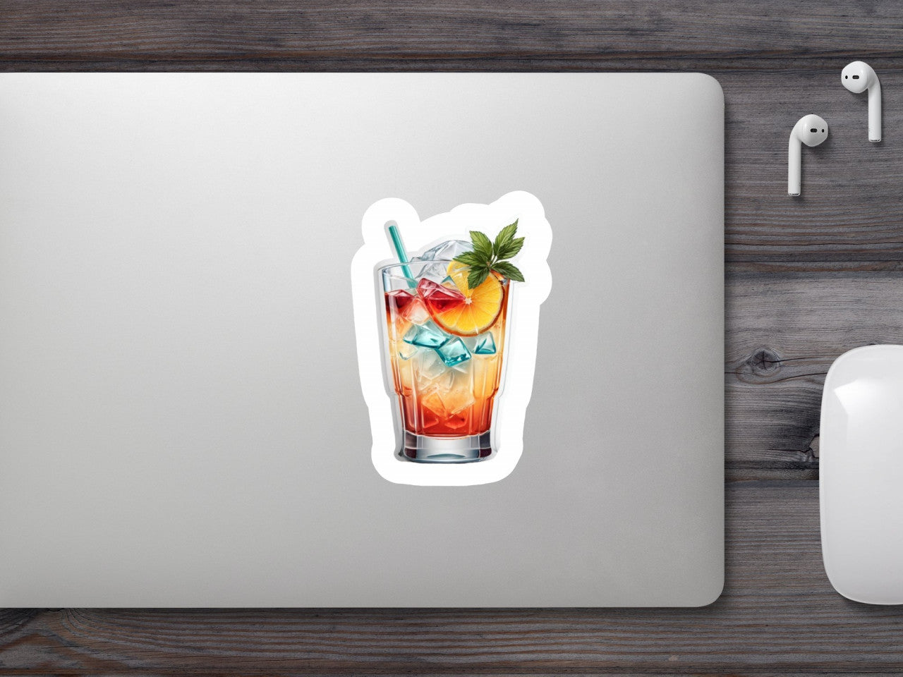 Set 3 bucati, Sticker decorativ, Cocktail cu menta, Rezistent la apa, NO2315, 6 cm, Multicolor