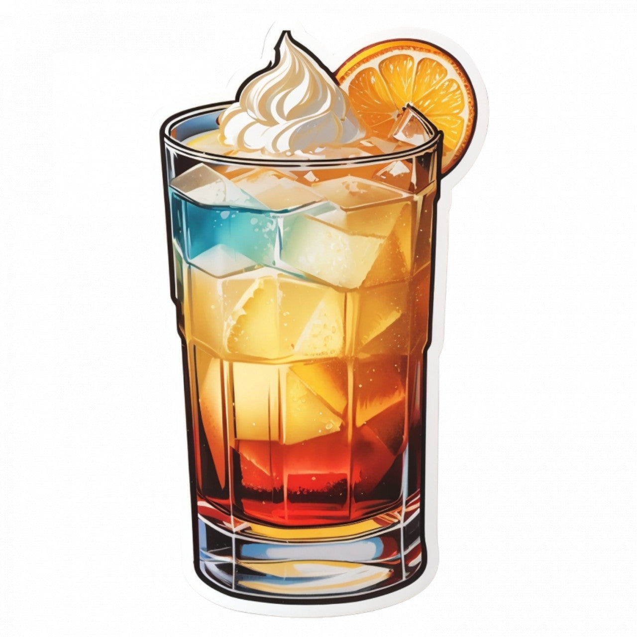 Set 3 bucati, Sticker decorativ, Cocktail cu rom si frisca, Rezistent la apa, NO719, 6 cm, Multicolor