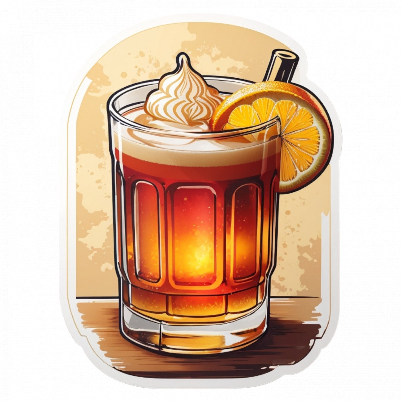 Set 3 bucati, Sticker decorativ, Cocktail cu rom si frisca, Rezistent la apa, NO720, 6 cm, Multicolor