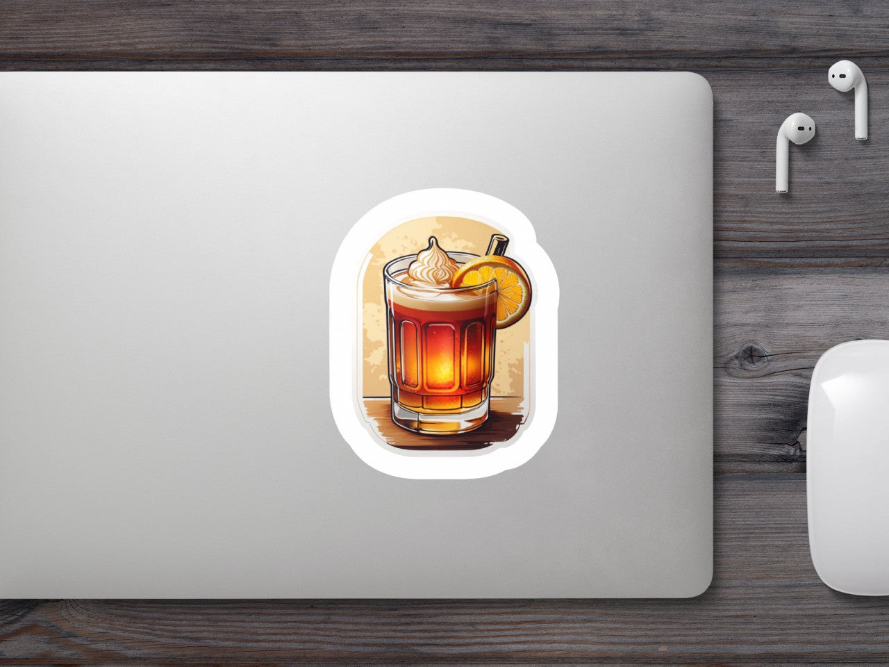 Set 3 bucati, Sticker decorativ, Cocktail cu rom si frisca, Rezistent la apa, NO720, 6 cm, Multicolor