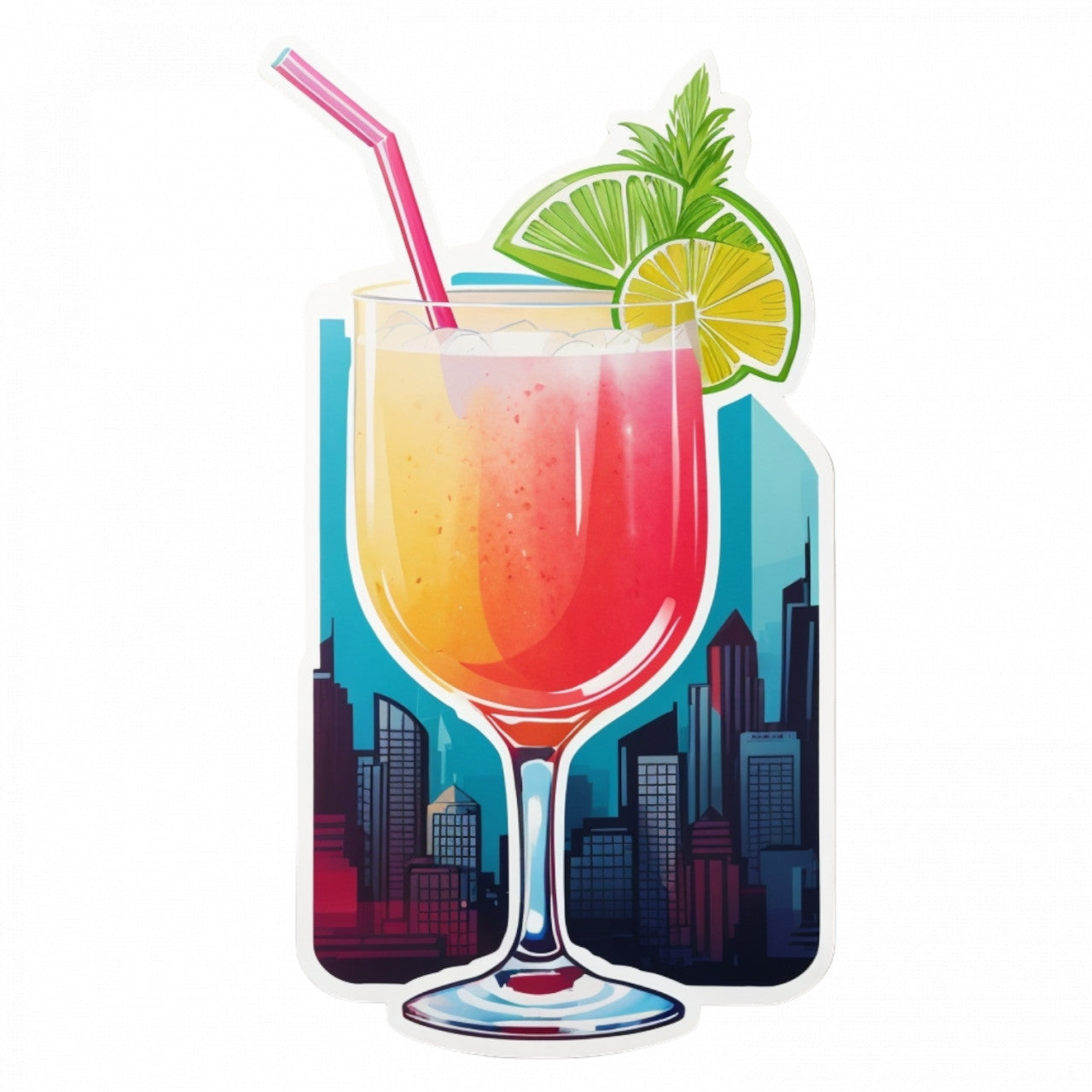 Set 3 bucati, Sticker decorativ, Cocktail Daiquiri, Rezistent la apa, NO449, 6 cm, Multicolor