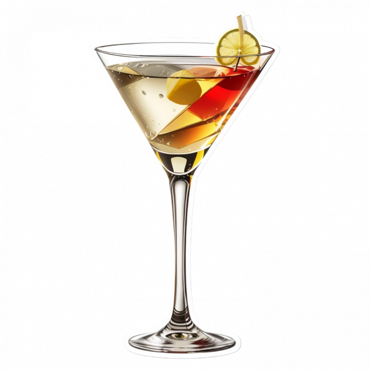 Set 3 bucati, Sticker decorativ, Cocktail dirty martini, Rezistent la apa, NO483, 6 cm, Multicolor