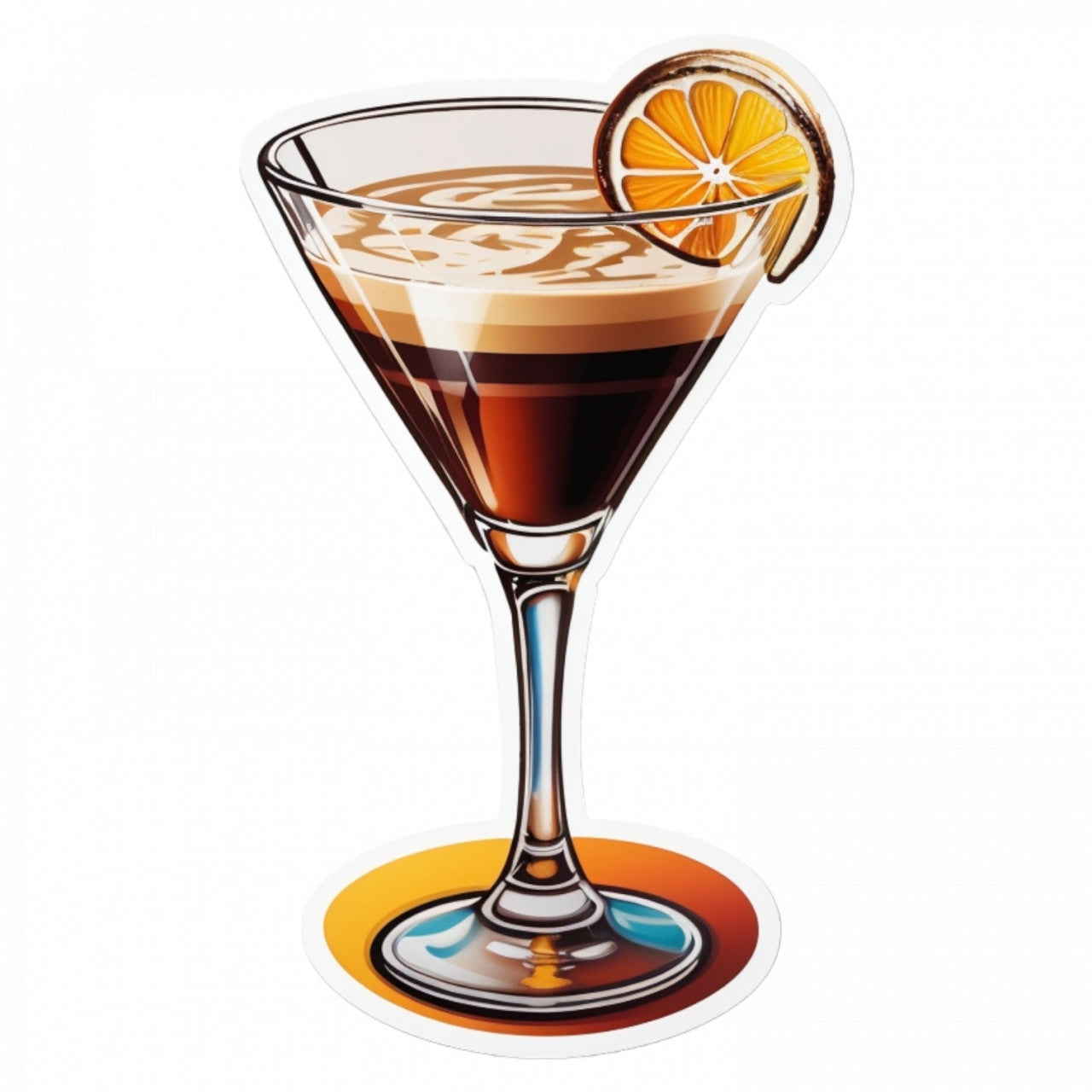 Set 3 bucati, Sticker decorativ, Cocktail espresso martini cu felie de lamaie, Rezistent la apa, NO525, 6 cm, Multicolor