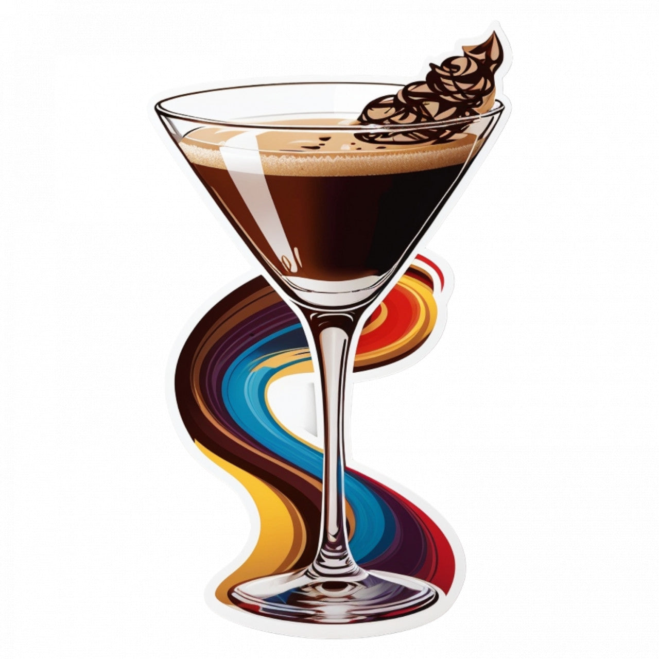 Set 3 bucati, Sticker decorativ, Cocktail espresso martini, Rezistent la apa, NO524, 6 cm, Multicolor