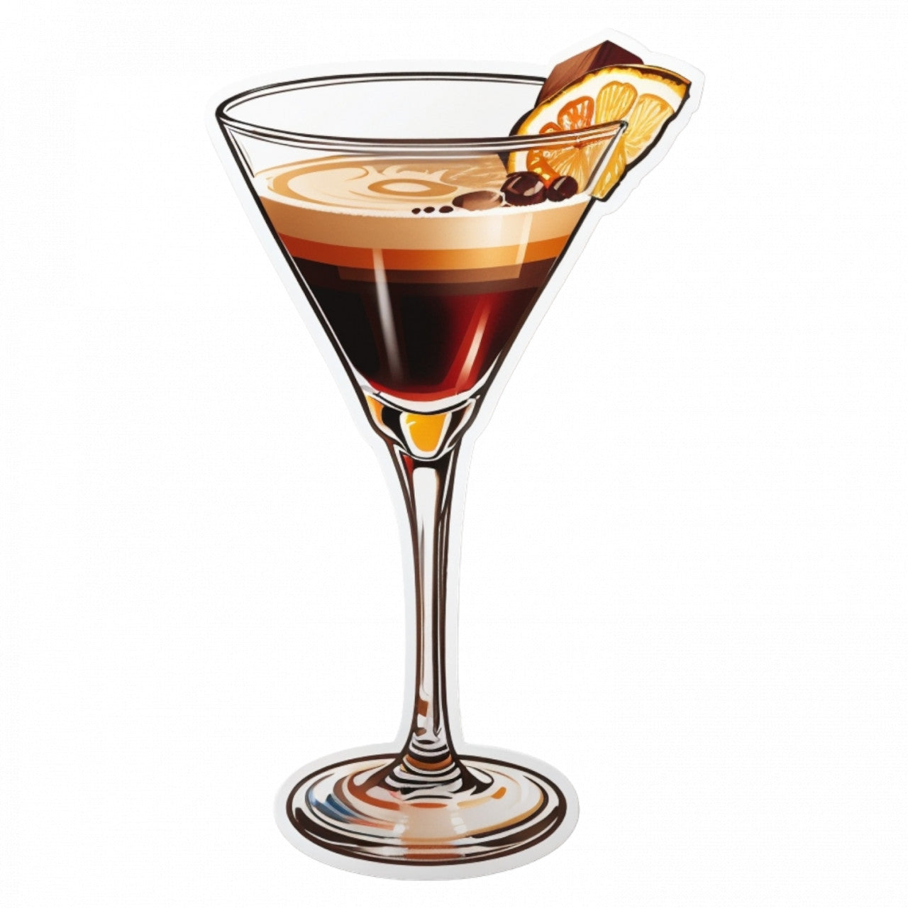 Set 3 bucati, Sticker decorativ, Cocktail espresso martini, Rezistent la apa, NO527, 6 cm, Multicolor