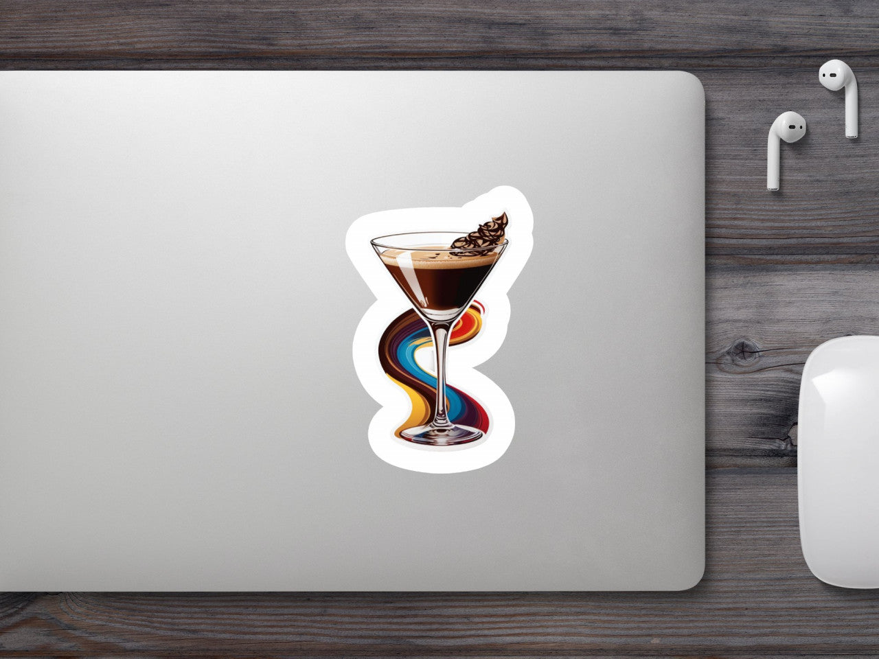 Set 3 bucati, Sticker decorativ, Cocktail espresso martini, Rezistent la apa, NO524, 6 cm, Multicolor