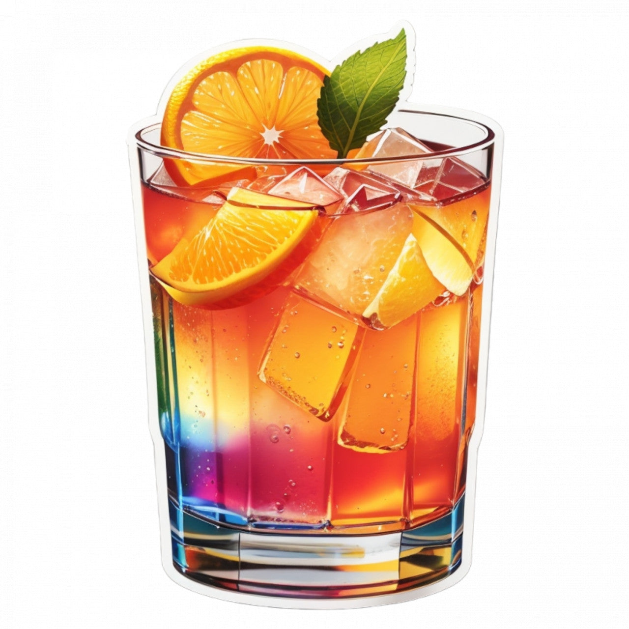 Set 3 bucati, Sticker decorativ, Cocktail Fuzzy navel, Rezistent la apa, NO580, 6 cm, Multicolor