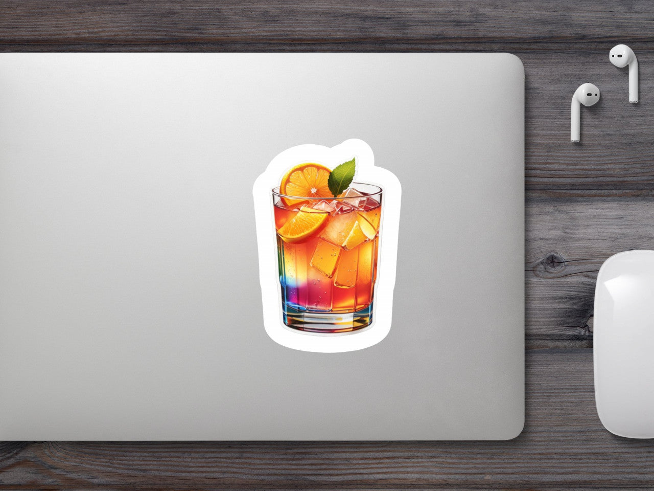 Set 3 bucati, Sticker decorativ, Cocktail Fuzzy navel, Rezistent la apa, NO580, 6 cm, Multicolor