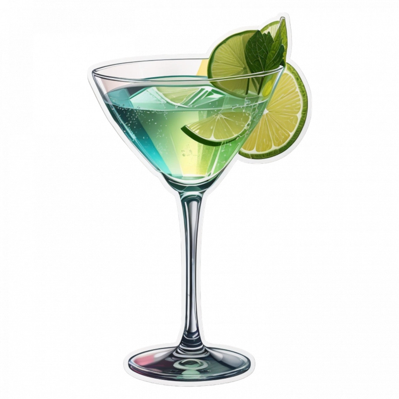 Set 3 bucati, Sticker decorativ, Cocktail gimlet cu lime, Rezistent la apa, NO625, 6 cm, Multicolor