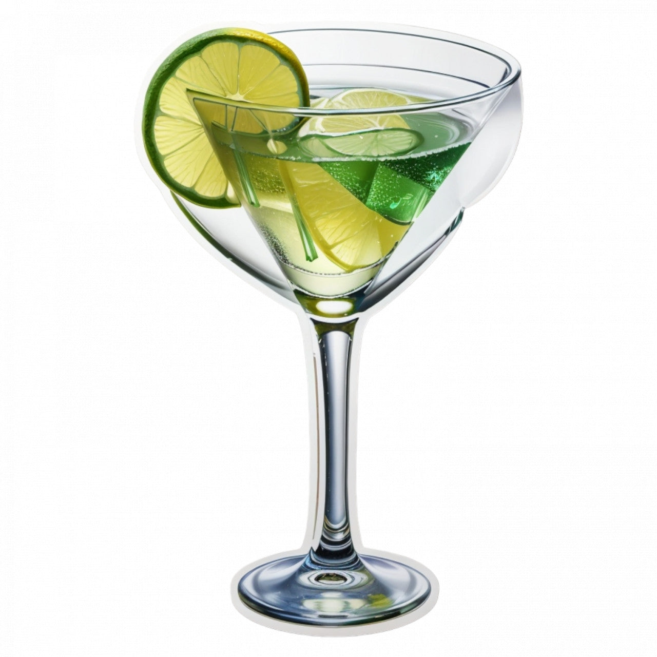 Set 3 bucati, Sticker decorativ, Cocktail gimlet, Rezistent la apa, NO627, 6 cm, Multicolor