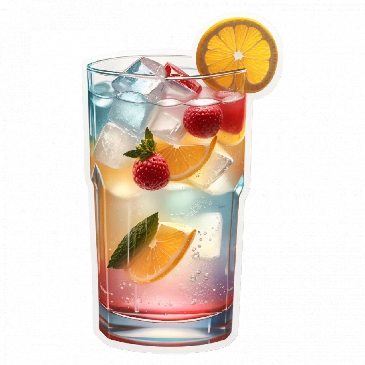 Set 3 bucati, Sticker decorativ, Cocktail gin fizz, Rezistent la apa, NO628, 6 cm, Multicolor