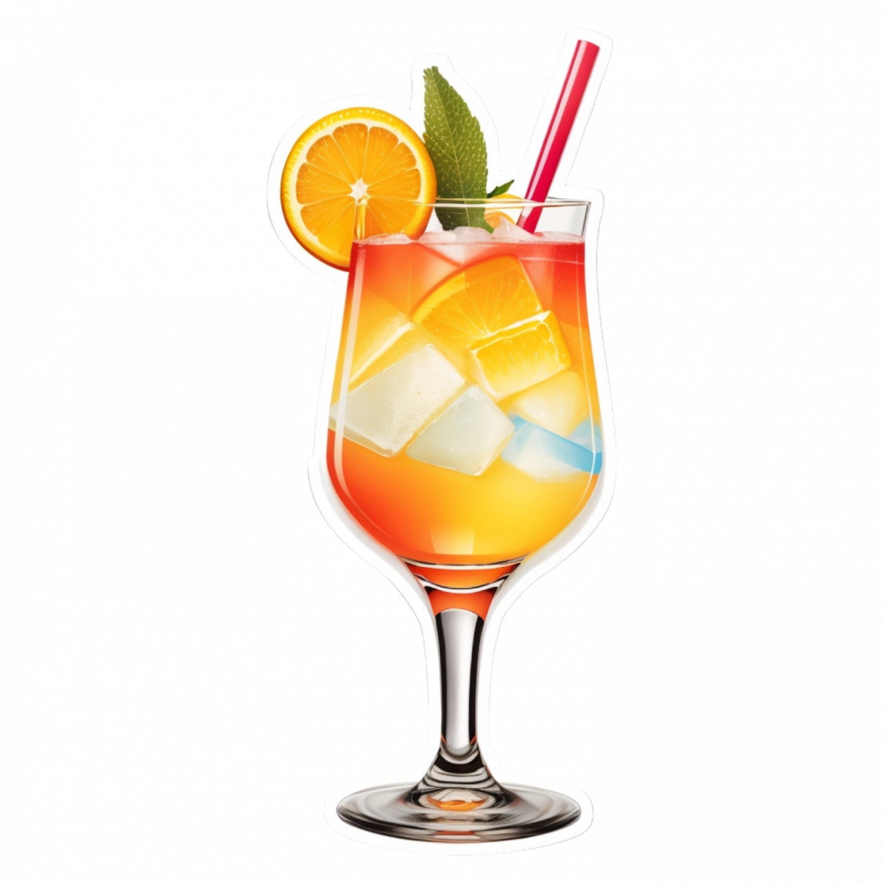 Set 3 bucati, Sticker decorativ, Cocktail Harvey wallbanger cu gheata, Rezistent la apa, NO663, 6 cm, Multicolor