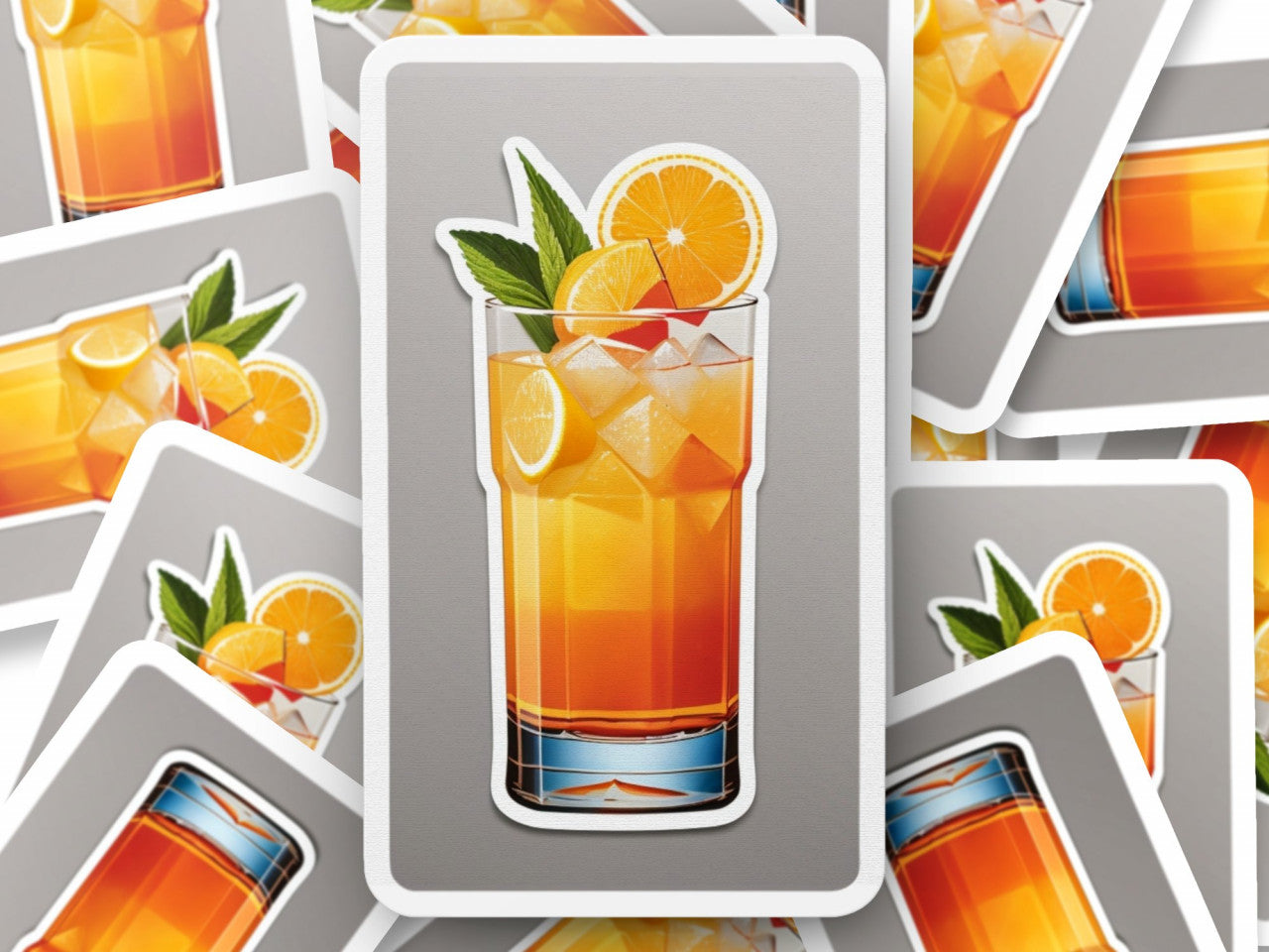 Set 3 bucati, Sticker decorativ, Cocktail Harvey wallbanger , Rezistent la apa, NO662, 6 cm, Multicolor