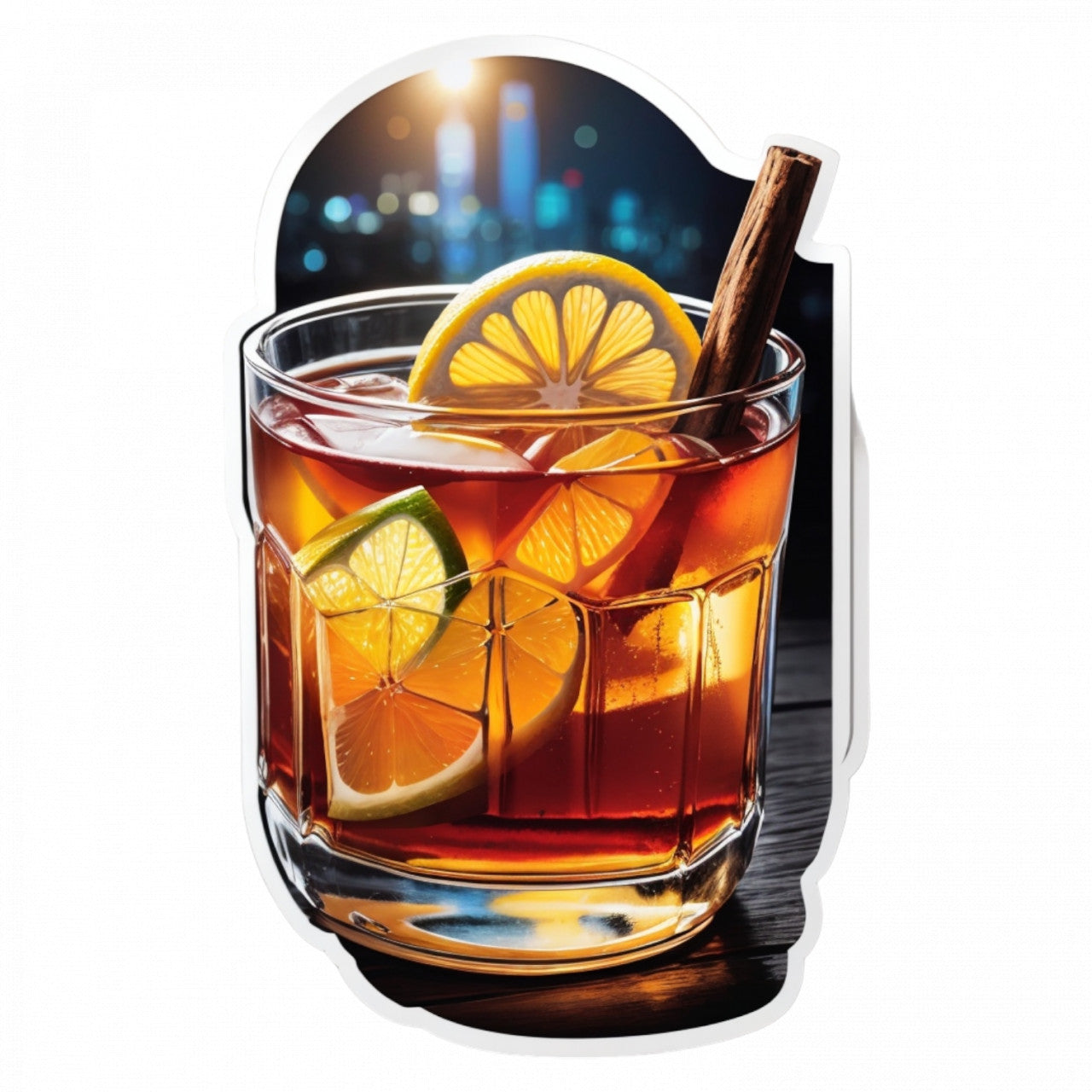 Set 3 bucati, Sticker decorativ, Cocktail hot toddy cu gheata, Rezistent la apa, NO722, 6 cm, Multicolor