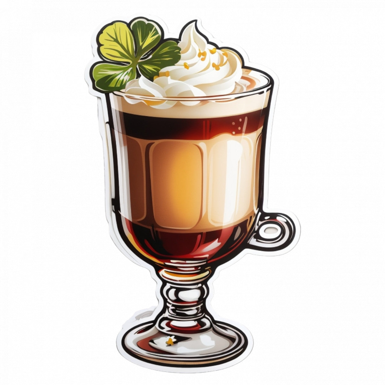 Set 3 bucati, Sticker decorativ, Cocktail irish coffee cu frisca, Rezistent la apa, NO737, 6 cm, Multicolor