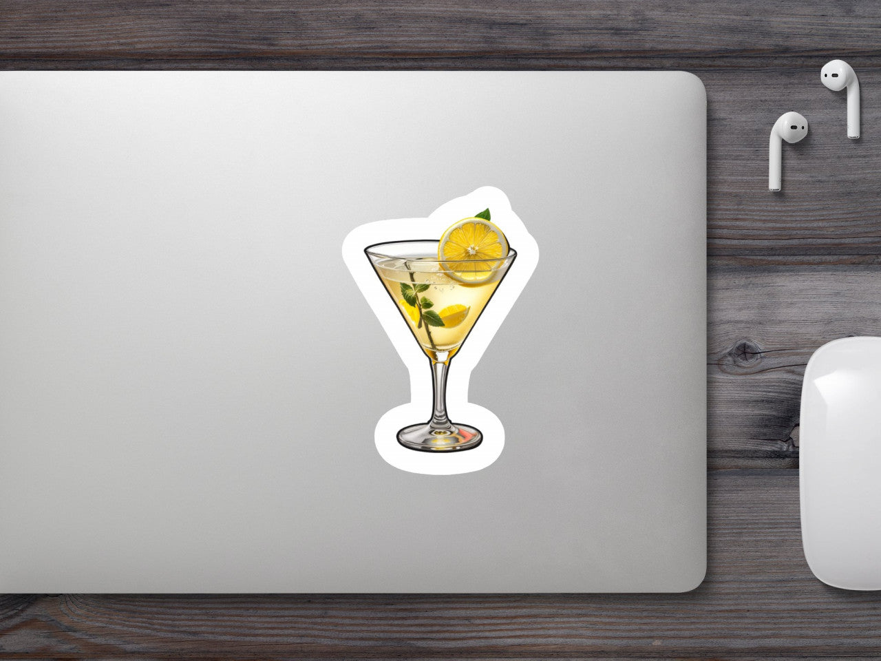 Set 3 bucati, Sticker decorativ, Cocktail lemon drop martini, Rezistent la apa, NO786, 6 cm, Multicolor