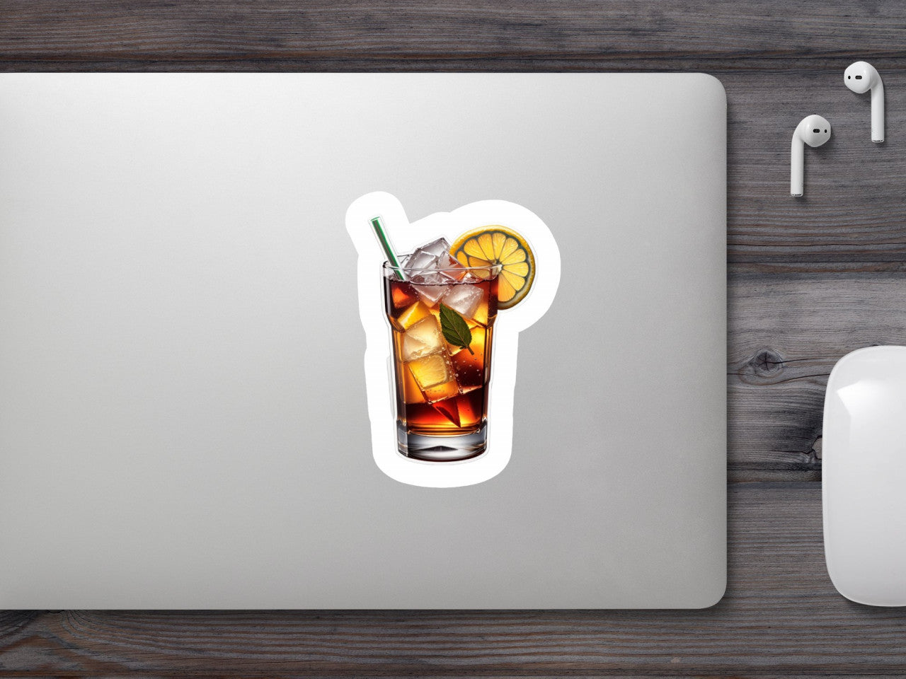 Set 3 bucati, Sticker decorativ, Cocktail long island ceai cu gheata si menta, Rezistent la apa, NO824, 6 cm, Multicolor
