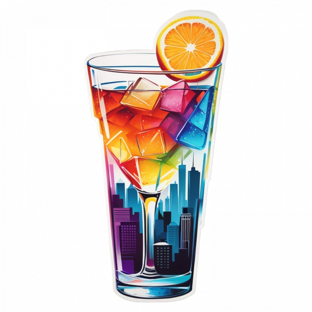 Set 3 bucati, Sticker decorativ, Cocktail Manhattan cu gheata, Rezistent la apa, NO867, 6 cm, Multicolor